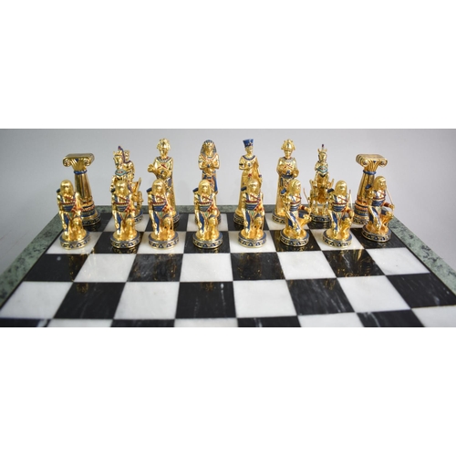 71 - A Compton and Woodhouse 'The Golden Treasure of Tutankhamun' Chess Set with Cast Metal Pieces Modell... 