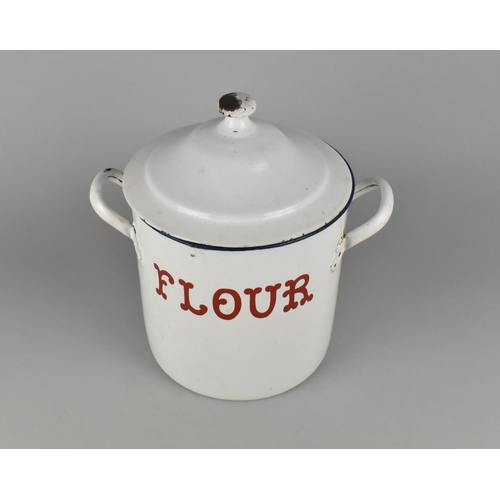 92 - An Early/Mid 20th Century Enamel Flour Bin, 28cms High