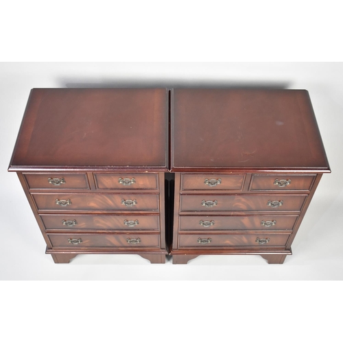 96 - A Pair of Chests of Small Proportions Having Three Long and Two Short Drawers, 45x33x59.5cms High