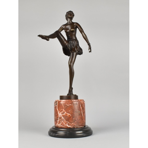 20 - A Reproduction Art Deco Bronze Study of a Dancing Maiden on Marble Plinth Base, after D Alonzo, Numb... 