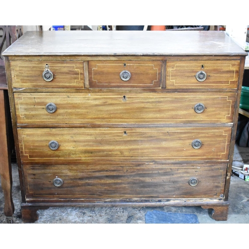 509 - A Late 19th Century Mahogany String Inlaid Chest of Three Short and Three Long Drawers on Bracket Fe... 