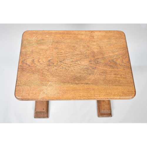 16 - An Edwardian Oak Small Side Table with Turned Supports, 45cms Wide and 40cms High