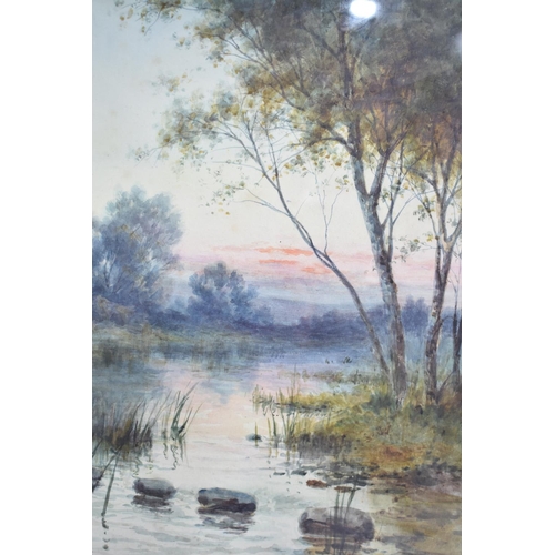 173 - An Easel Back Framed Watercolour, River Scene, 22x33cms