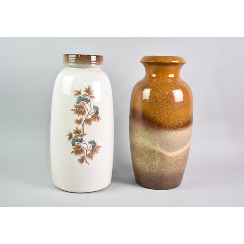 174 - Two West German Glazed Vases, One with Floral Decoration 38cms High