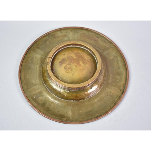 4 - A Nice Quality Hand Beaten and Enamelled Brass Temple Offertory Bowl, 20cms Diameter