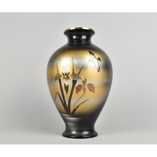 40 - A Japanese Mixed Metal Inlaid Lacquered Vase by Expressive Designs Inc, Small Impact Dent to Side, 2... 