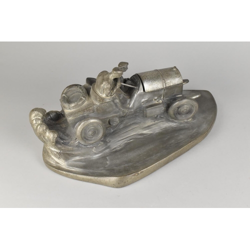 46 - An Early 20th Century Pewter Style Ink Stand after Wilhelm Zwick, Modelled as an Early Mercedes Benz... 