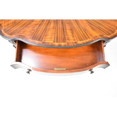 49 - A Good Quality Theodore Alexander Inlaid Oval Coffee Table with Single Centre Drawer Matched by Dunn... 