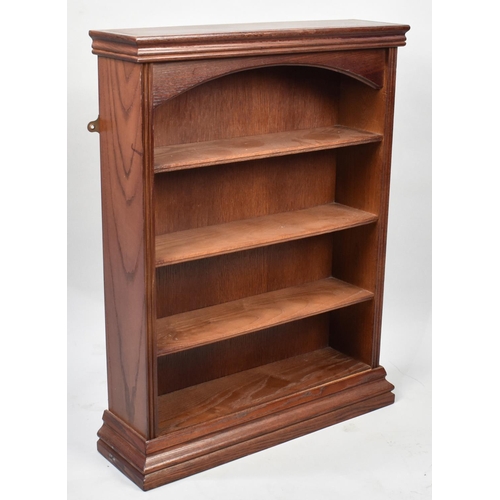 496 - A Small Wall Mounting Stained Oak Three Shelf Display unit, 49cms Wide and 65cms High