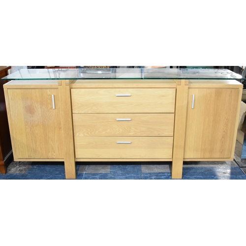 499 - A Modern Sideboard with Perspex Top and Three Centre Drawers Flanked by Cupboards, (Matches Lot 493)... 