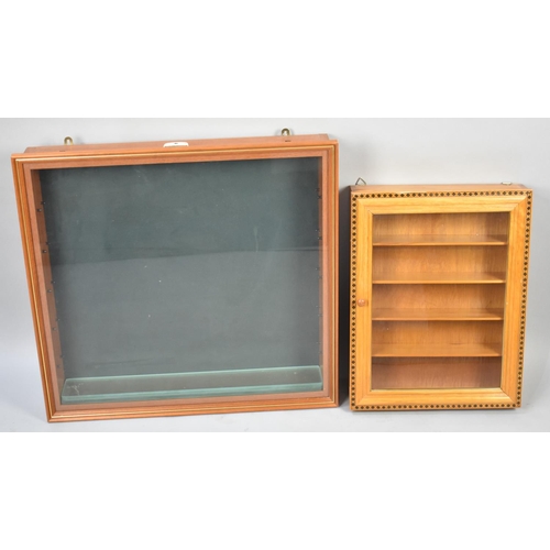 515 - Two Wall Hanging Glazed Display Cabinets, 35cms and 59cms Wide