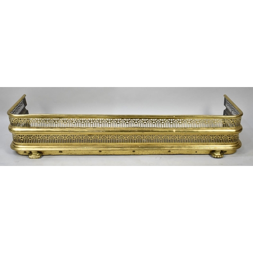 521 - A Brass Pierced Fire Kerb, 108cms Wide