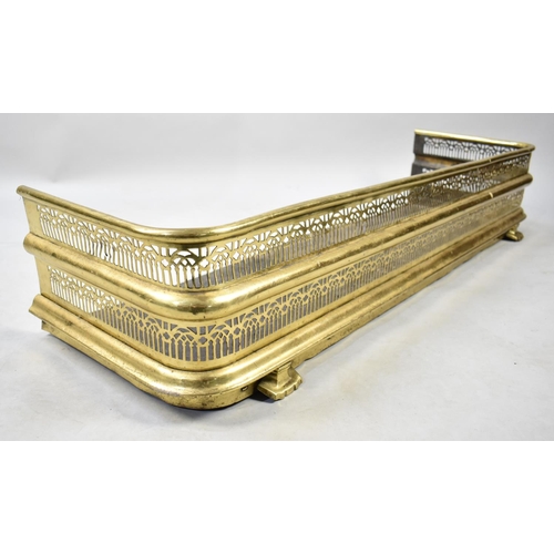 521 - A Brass Pierced Fire Kerb, 108cms Wide