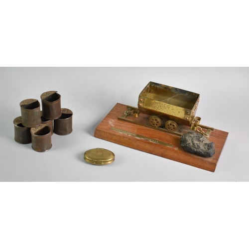 61 - A Brass Model of a Coal Truck as Used in Llanhilleth Colliery together with a Brass Miners Snuff Box... 