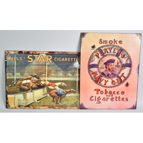 75 - Two Reproduction Tobacco Signs Printed on Tin, 30x40cms