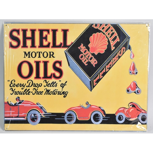 78 - A Reproduction Shell Motor Oil Advertising Sign Printed on Tin, 40x30cms