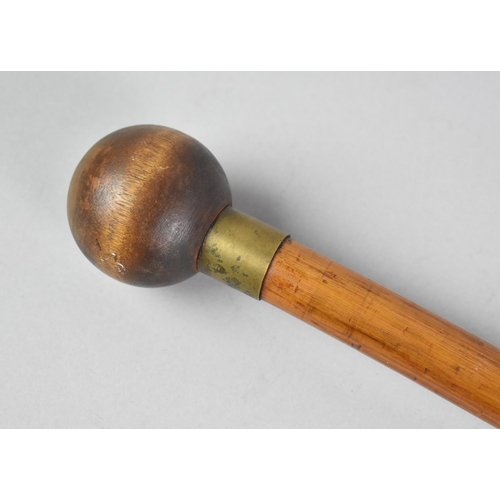 9 - An Early 20th Century Colonial Bamboo Shafted Sword Stick with Ball Handle, 46cms Long Blade