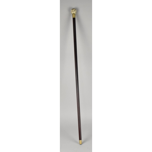 65 - A Reproduction Walking Stick with Faux Bone Finial in the Form of a Globe with Hinged Top To Sundial... 