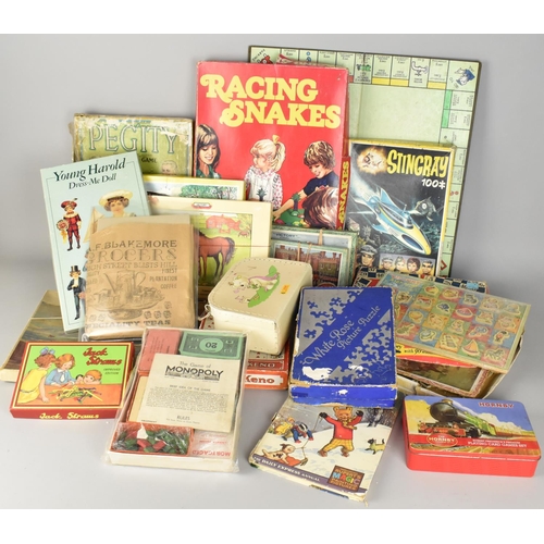 405 - A Collection of Various Vintage Childrens Games, Jigsaw Puzzles, Rupert Annuals Etc