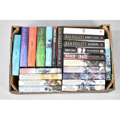 412 - A Box of Modern Hardback Novels to include Allan Mallinson, Simon Scarrow, Ken Follett Etc