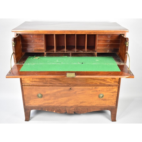 421 - A 19th Century Secretaire Chest with Fitted Top Drawer and Two Long Drawers Under, Bracket Feet, 110... 