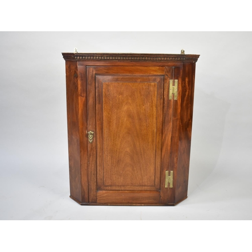 430 - A 19th Century Mahogany Wall Hanging Corner Cabinet with Two inner Shelves and Brass H Hinges, 65cms... 