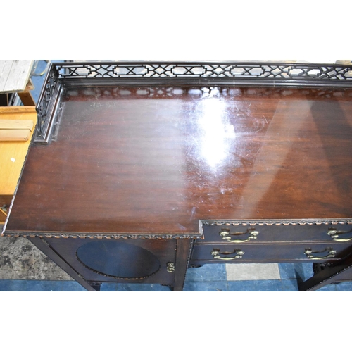 435 - An Edwardian Mahogany Inverted Breakfront Sideboard with Two Centre Drawers Flanked by Cupboards, Ra... 