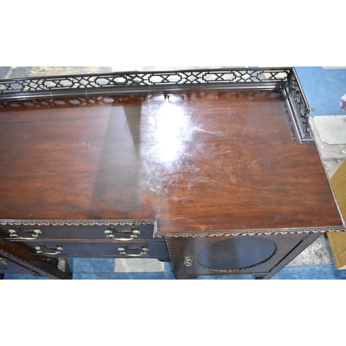 435 - An Edwardian Mahogany Inverted Breakfront Sideboard with Two Centre Drawers Flanked by Cupboards, Ra... 