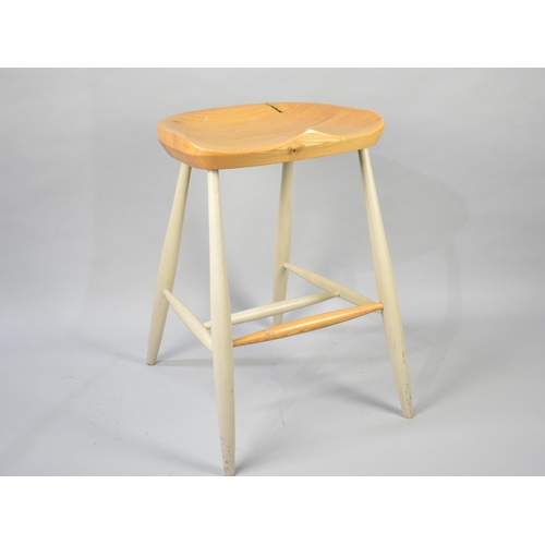 439 - A Large Modern Kitchen Beechwood Barstool with Painted Base