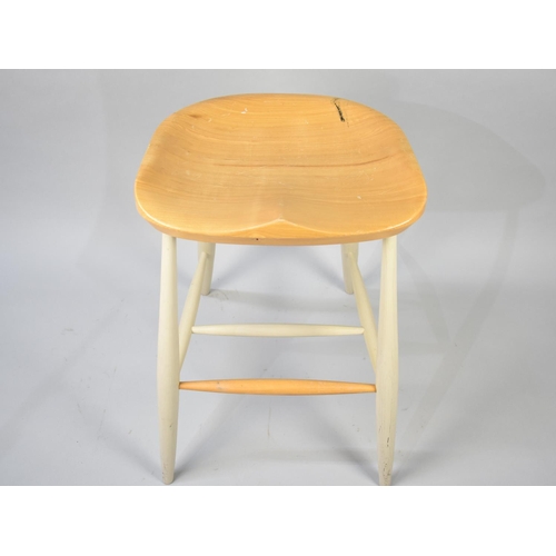 439 - A Large Modern Kitchen Beechwood Barstool with Painted Base