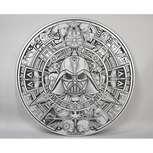 447 - A Large Modern Star Wars Circular Mandala Style Wall Hanging Depicting all Main Characters and Vehic... 