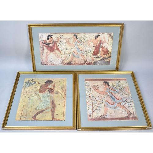 449 - A Collection of Three Framed Prints of Mediterranean Murals, Probably Roman