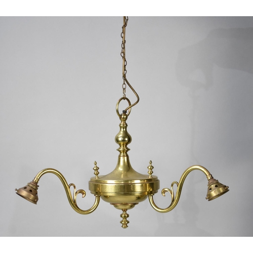 451 - A Modern Brass Three Branch Ceiling Chandelier