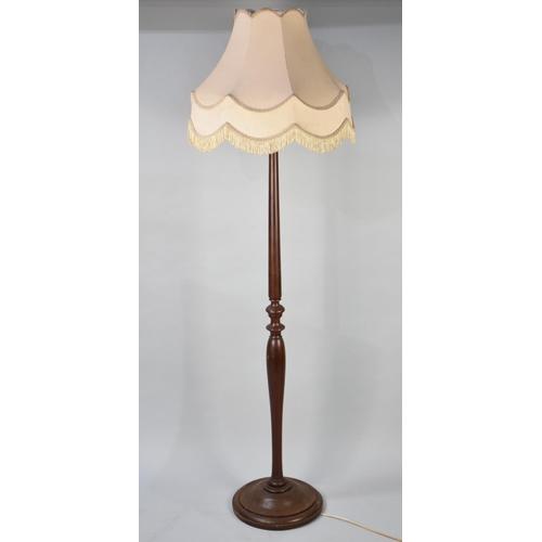 462 - A Mod/Late 20th Century Mahogany Standard Lamp and Shade