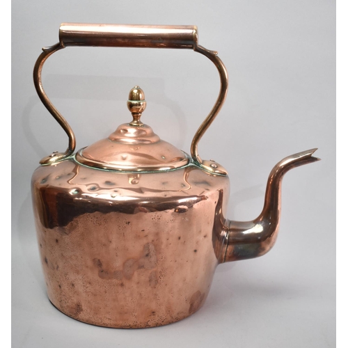 63 - A Late 19th/Early 20th Century Large Copper Kettle, Acorn Finial, 29cms High