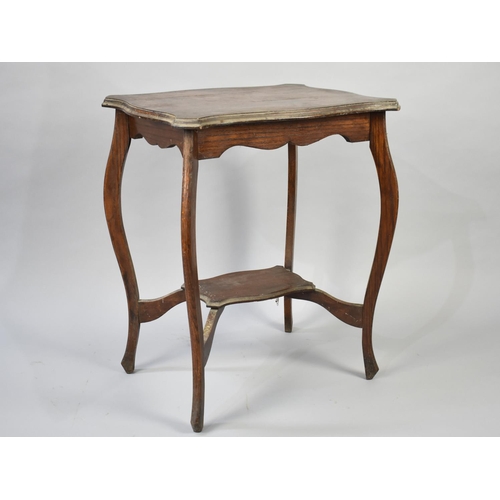 72 - An Edwardian Rectangular Topped Occasional Table with Extended Cabriole Supports, 60cms Long