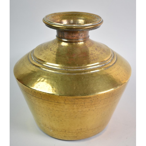 73 - An Edwardian Brass Vase of Tapering Circular Form, 26cms High