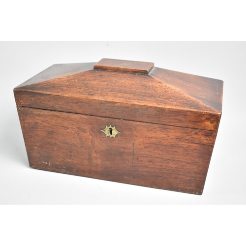 88 - A Mid 19th Century Mahogany Sarcophagus Shaped Tea Caddy, Hinged Lid Revealing Two Removable Tea Box... 