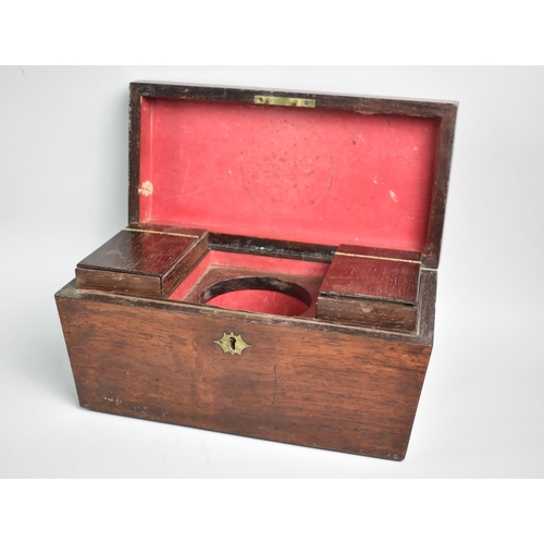 88 - A Mid 19th Century Mahogany Sarcophagus Shaped Tea Caddy, Hinged Lid Revealing Two Removable Tea Box... 