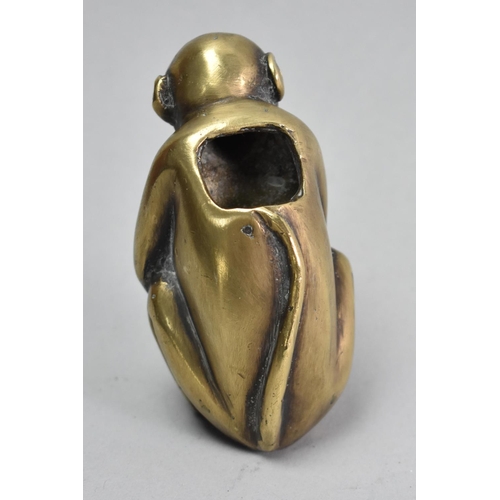 9 - A Late 19th Century  Brass Novelty Spill Holder in the Form of a Monkey with Finger to Lips, 9cms Hi... 