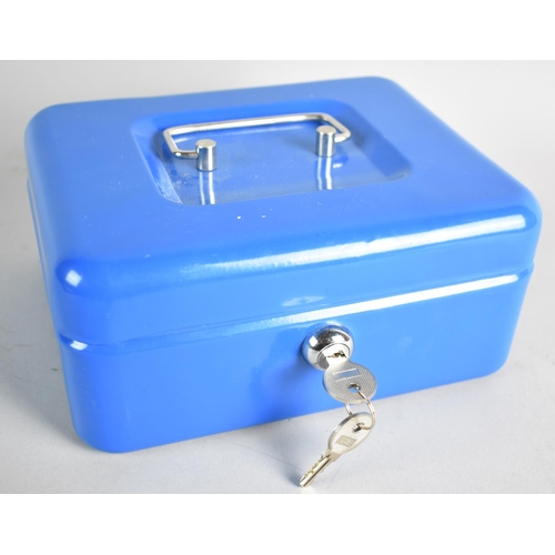 94 - A Modern Metal Cash Tin with Two Keys, 20cms Wide