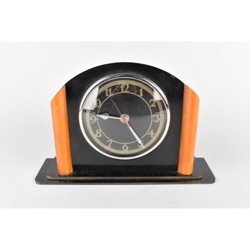 33 - An Art Deco Bakelite Goblin Mantel Clock with Electric Movement, 26cms Wide and 16cms High