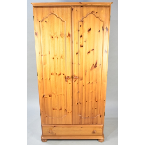 531 - A Modern Pine Wardrobe with Single Base Drawer, 81x52x178cm high