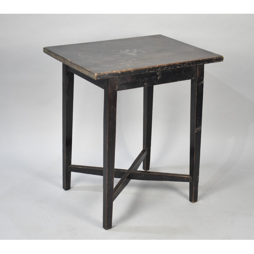 535 - A Vintage Rectangular Topped Table with X Frame Stretcher, 61x45x68cm high