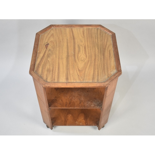 537 - An Early/Mid 20th Century Oak Unit with Square Canted Top to Open Shelf Base, 50.5x58cm high