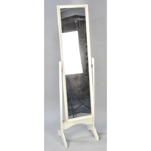 540 - A White Painted Cheval Mirror, 151cm High