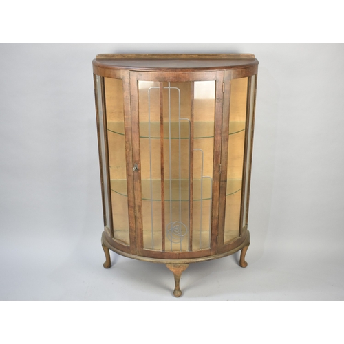 543 - An Early 20th Century Art Deco Mahogany Demi Lune Display Cabinet with 'Mackintosh Rose' Decoration ... 