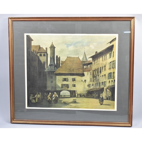 567 - A Framed Print of Continental City Square, 63x51cms