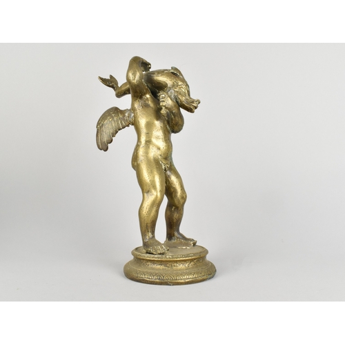 60 - A 19th Century Italian Gilt Bronze Study of Putto Carrying Dolphin, Condition Issues, 26cms High