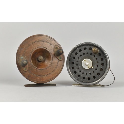 80 - A Vintage Wooden Fly Fishing Reel and a Foster Brothers Metal Example